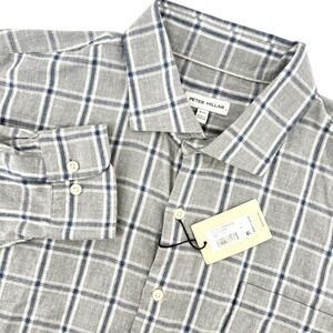 Peter Millar Mens XXL Flannelite Plaid Long Sleeve Button Up Gale Cotton Stretch